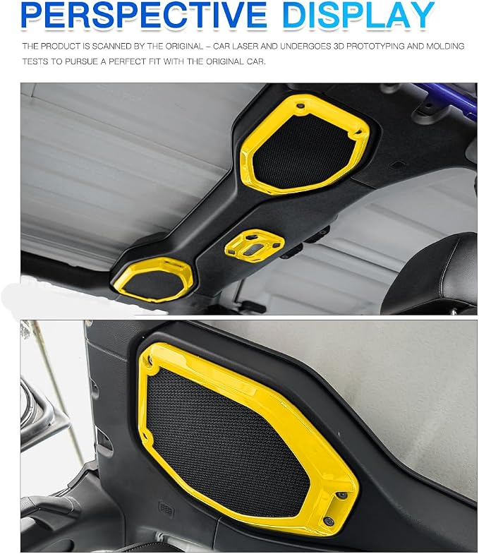 Barong for Jeep Wrangler JL JLU Gladiator JT 2018-2023 Accessories Interior Decoration Steering Wheel Gear Cup Holder Door Panel AC Air Vent Reading Light Cover 23PCS Full Set (Yellow)