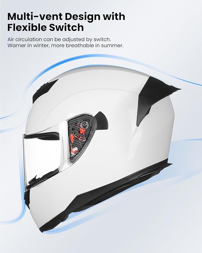 ILM Full Face Motorcycle Helmet for Motocross Street Bike DOT Certified 2 Visors Model-317(White, XL)