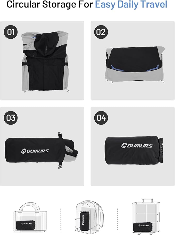 Oumurs Motorcycle Rain Suit For Men & Women Waterproof Motorcycle Rain Gear Fishing Riding Golf Working Bike Hunting Camping Rain Coat, Lightweight Nylon Reflective Rain Jacket Rain Pants