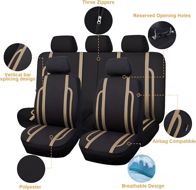 Flying Banner car seat Covers Set Front Rear Breathable Sport Fashion Rear Bench Split 40/60 50/50 60/40