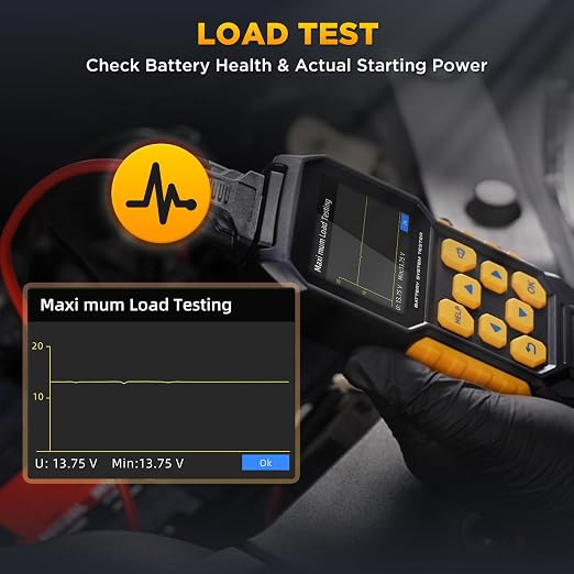BT460 12 24v Car Battery Tester 30-2000 CCA Battery Load Tester Automotive Battery Tester with Cranking Charging System Test,2.8" Color Display and Data Review