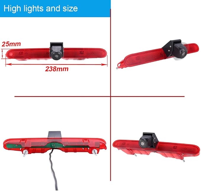HD Brake Light Rear View Reversing Camera with Angle Adjustable Compatible with Toyota Proace/Citroen Berlingo B9/Opel Combo/Limousine/Peugeot Partner Tepee/Rifter (Camera+7'' Rearview Mirror)