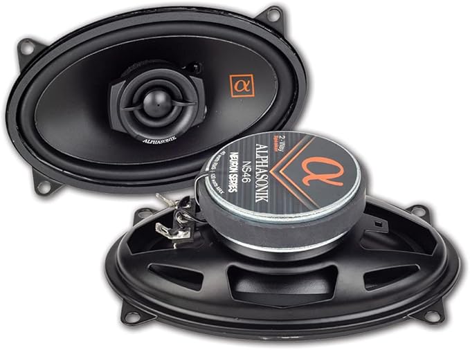Alphasonik 1 Pair of NS46 Neuron Series 4x6 (240 Watts Max for The Pair) 120 Watts Max Per Speaker 2-Way Full-Range Car Audio Speaker with PEI Dome Tweeter Polypropylene Cone
