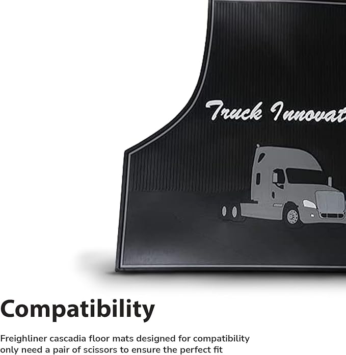 FIT Freightliner Cascadia Floor Mat Set Rubber Black & Gray fits with Cargo Liners 2008 2009 2010 2011 2012 2013 2014 2015 2016 2017 Truck Models Front Set for Standard Transmission (FT615)