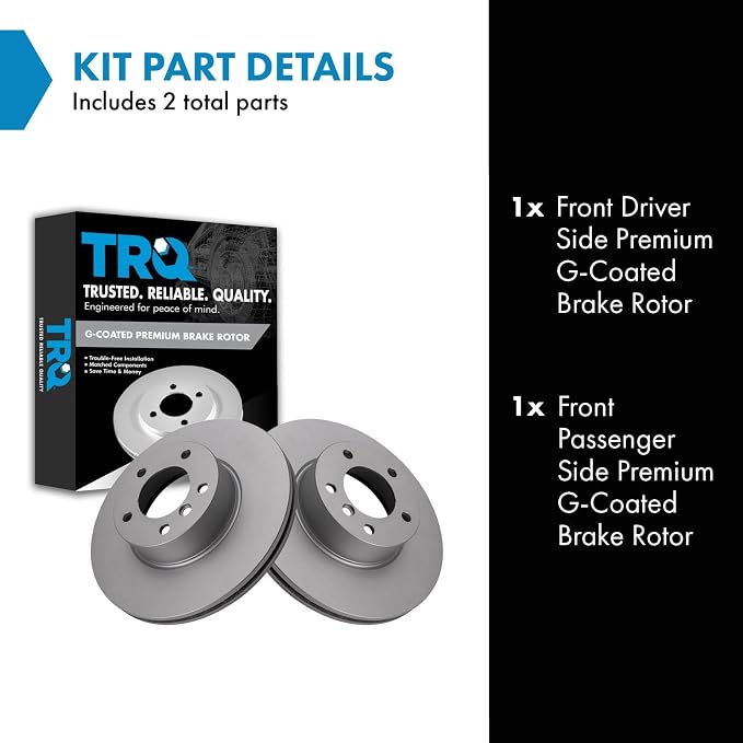 TRQ Front Brake Rotor Set Coated Compatible with 07-16 BMW 328i 09-18 328i xDrive 13-18 320i 13-18 320i xDrive 13-16 X1 without Blue Painted Calipers