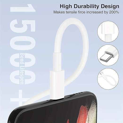 3Pcs/5Pcs 60W Dual USB C Fast Charging Cables,USB C to Type C Fast Charging Cables, Compatible with iPhone 17/16/15/15 Pro/15 Pro Max/15 Plus/iPad Pro/A5/MacBook/Samsung Galaxy S25/S24/S23 Ultra (3)