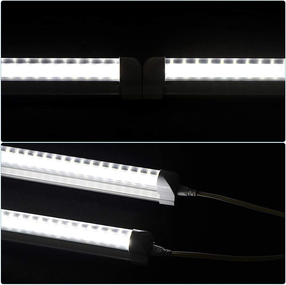 10 Pack,Led Shop Lights, 8FT Led Shop Light,144W 5000K 19500LM Clear White,Led Shop Light 8FT 110V Linkable Integrated 4 Row V-Shape for Shop Garage,Warehouse