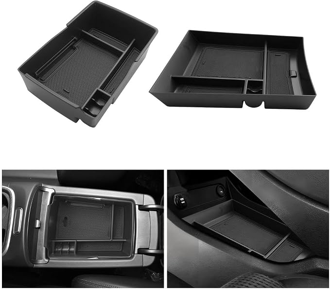 LUWU Santa Fe Accessories for 2021 2022 2023 Hyundai Santa Fe SE/SEL/XRT/Limited/Calligraphy Accessories Lower Center Console Organizer, Armrest Console Tray Storage Box Black 2-Pack