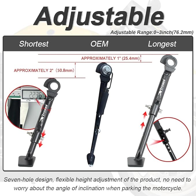 Xitomer 0-3’’ Motorcycle Adjustable Side Stand Compatible with YZF-R6 2006-2023, YZF-R6 RACE 2024-2026 Adjustable Kickstand Compatible with YZF-R6 2023, YZF-R6 RACE 2025
