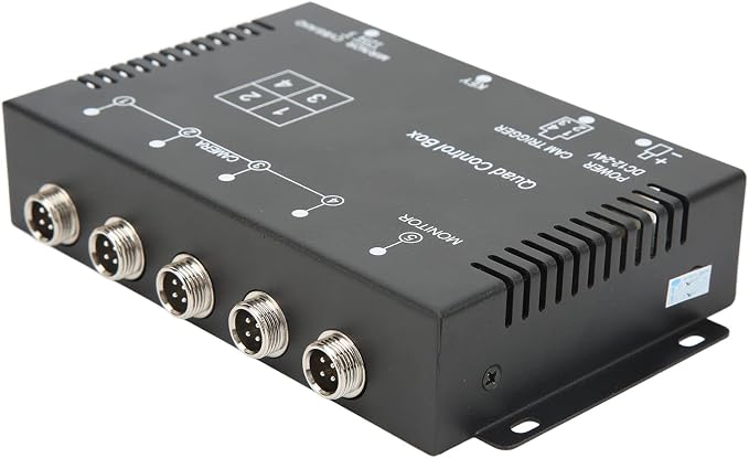 Rearview Camera Control Box, 4 Channel Video Splitter 1080P AHD DC12V 24V Camera Video Screen Switch for RV Truck Bus Trailer