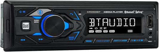 Dual Electronics XRM69BT 7-Character LCD Single DIN Car Stereo | Bluetooth Hands Free Calling & Music Streaming | Push to Talk Assistant | AM/FM Radio | USB Playback & Charging | Not a CD Player