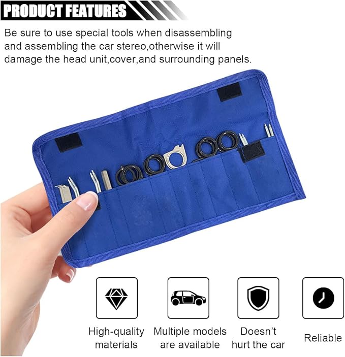 LAINLOY 20PCS Car Radio Removal Tool Kit, Professional Tooling Car Audio Stereo CD Player Removal Key Kit, Universal Radio Removal Pry Tool Kit for Most Cars and Trucks (Blue)