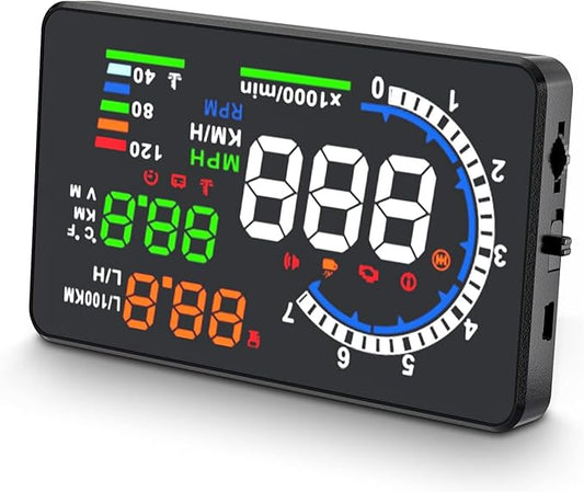 wiiyii Heads Up Display for Cars, Digital Speedometer for Car A8 with OBD Function, 5.5 Inch Large Screen, HUD Speedometer for Car for All Vehicles (OBD2 Speedometer A8)