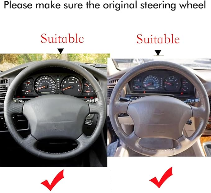 Loncky Custom Fit Dark Brown Genuine Leather Steering Wheel Cover for Toyota Land Cruiser 1995 1996 1997 1998 1999 2000 2001 2002 Accessories Car Interior Hand Stitched OEM Parts