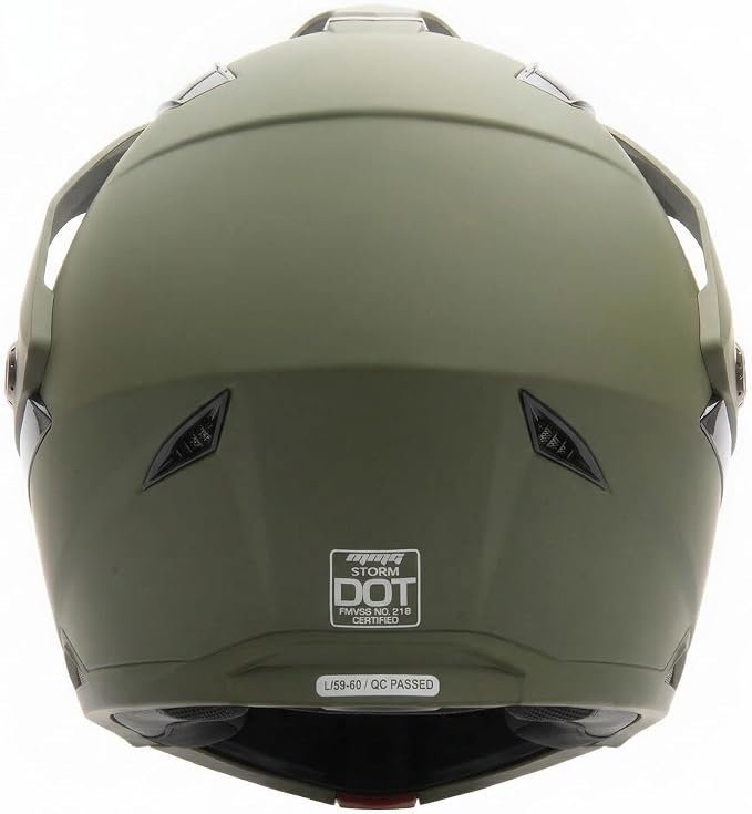 MMG Helmet Dual Sport Off Road Motorcycle Dirt Bike ATV - FlipUp Visor - Model 23 (X-Large, Green)