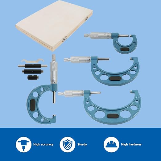 WFLNHB 4Pcs 0-4 Inch 0.0001 Inch Outdoor Micrometer Set Accuracy Carbide for Accuracy Measurement Work