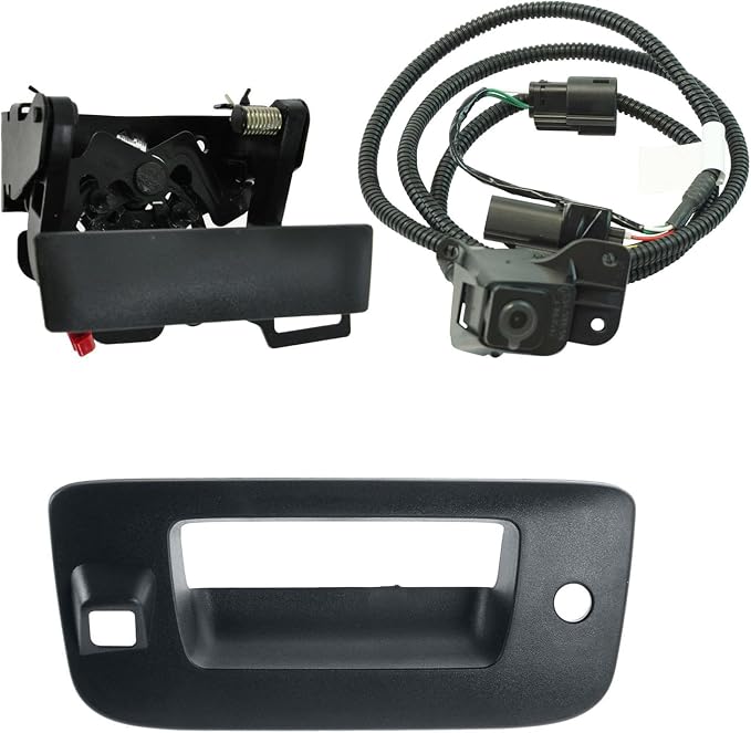 TRQ Rear View Camera Kit Black Compatible with 2007-2013 Chevrolet Silverado 1500 2011-2014 Silverado 2500 HD 3500 HD GMC Sierra 1500 Sierra 2500 3500 GM1960100
