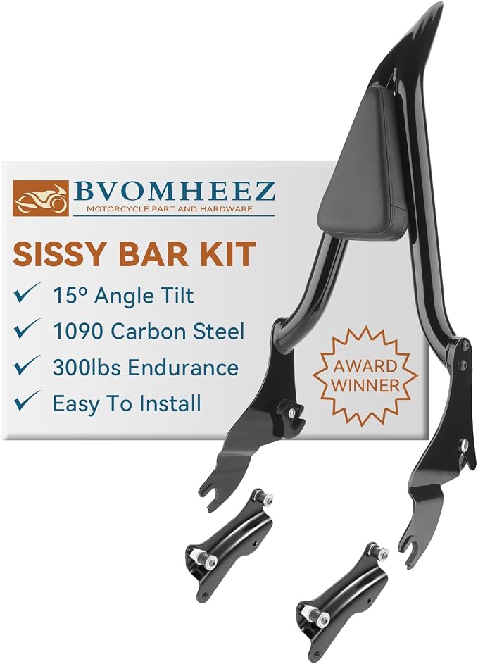 28" Sissy Bar for Harley, Detachable Passenger Backrest with 4-Point Docking Hardware Kit, Rear Back Pad Fit for Harley Davidson Street Glide Road Glide Electra Glide Road King 2014-up Black