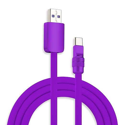 chubbycable Chubby 2.0 USB C 120W Fast Charging Cable Silicone Soft Durable USB C Cable Extra Thick Charger Cord Compatible with iPhone 17-15 Series iPad, Purple+Purple, USB-A to Type-C, 16.4FT