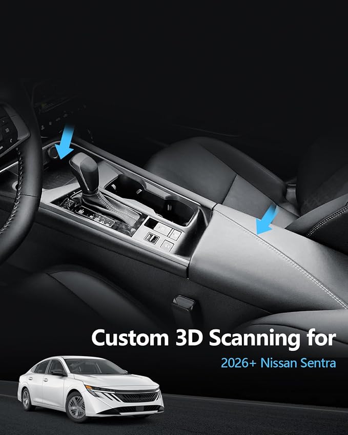 SKTU 2Pack 2026 Sentra Center Console Organizer for 2026+ Sentra (S/SV/SR/SL) Wireless Charging Mat & Console Tray 2026 Sentra Accessories Non-Slip Pad ABS Insert Tray with Coin and Sunglasses Holder