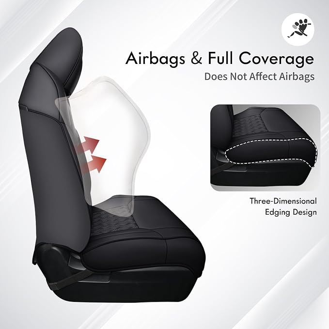 Huidasource Tundra Seat Covers, Front & Rear Leather Car Seat Cover, Waterproof Car Seat Cushion Protector Fit for 2014-2021 Toyota Tundra CrewMax Pickup Truck (Full Set/Black)