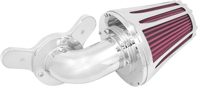 Motorcyle Air Cleaner Filter CNC 90° Forward-Facing Kit Fit for Harley Softail Touring Trike Sportster XL Dyna (Chrome Housing Red Element, C For Touring 08-16,Softail 16-17,Trike 08-16)