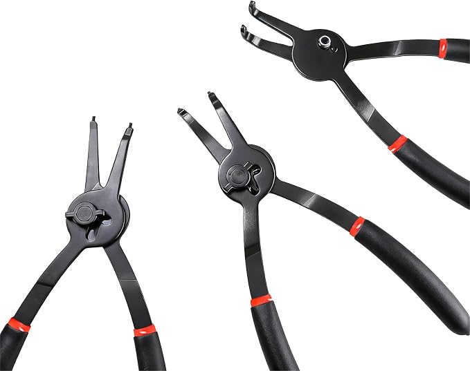 8MILELAKE 12pcs Snap Ring Plier Set, Internal & External Circlip Pliers Kit, Straight/Bent Jaw Tips for C-Clip Ring Remover
