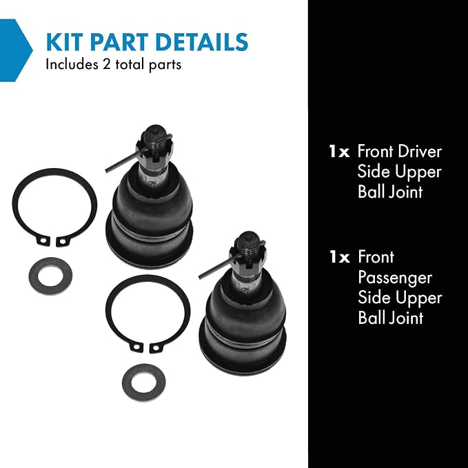 TRQ Front Upper Ball Joint Set Compatible with 99-19 Chevrolet GMC 03-09 Hummer