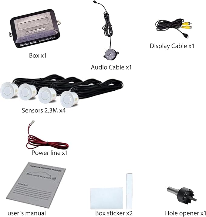 LCD Parking Sensor Kit - Displays Data on Original Screen, Easy Rear Installation, Compatible with CVBS Cameras (Not for AHD), 18 Probe Colors to Match Any Vehicle（Dark Red）
