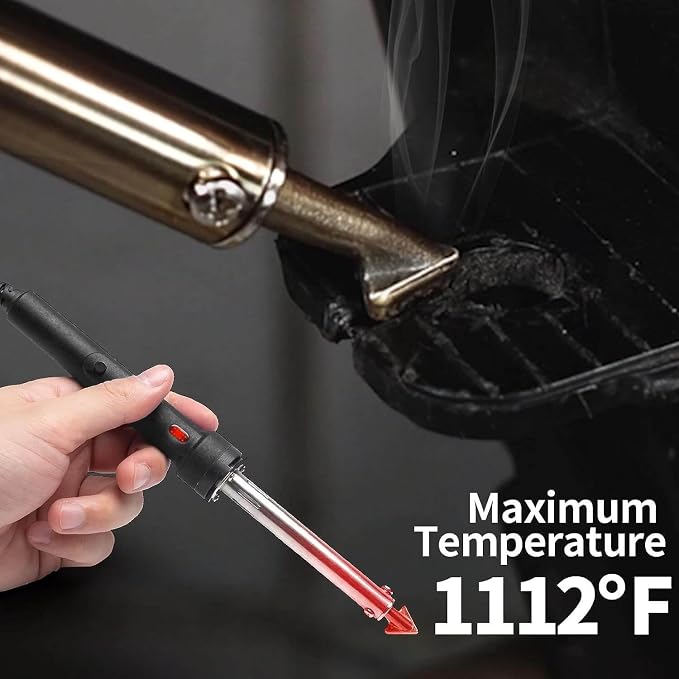 220W Plastic Welder, 1200PCS Staples 40PCS Rods Plastic Welding Kit, 5 in 1 Welding Tips Tape Sandpaper Wire Mesh Stand Metal Brush Screwdriver Plastic Welder Kit Bumper Repair Kit (Red)