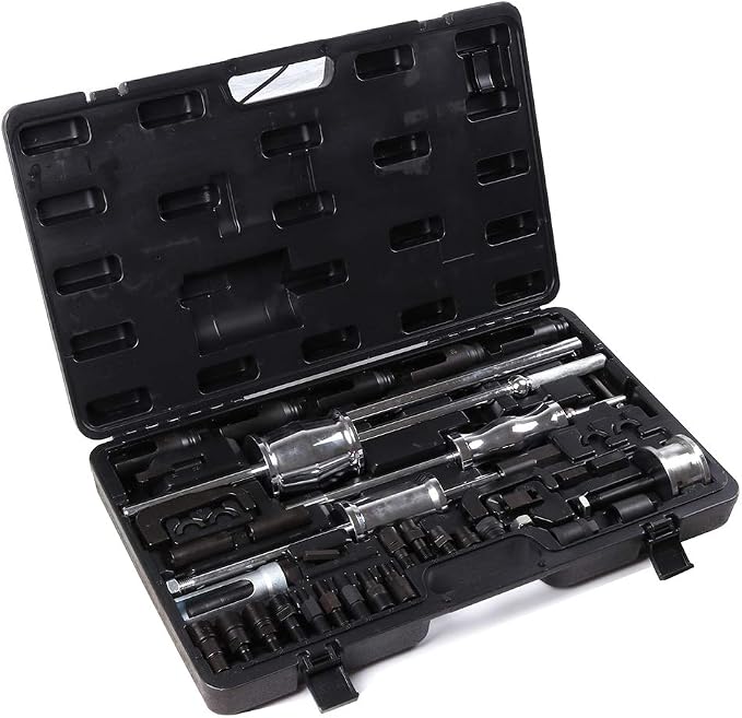 SCITOO 40pcs Fit Stubborn Diesels Engines Diesel Injector Extractor Master Tool Common Rail Tool Kit 3 Slide Hammers Various Adaptors