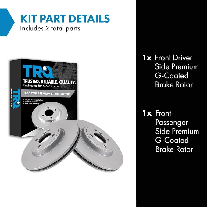 TRQ Front Brake Rotor Set G Coated Vented Compatible with 2007-2015 Mini Cooper