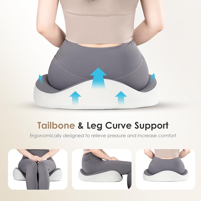 FLORICH Car Seat Cushion & Lumbar Support Pillow & Car Neck Pillow Ergonomic and 100% Memory Foam, Upgraded Larger and Breathable Car Seat Cushion & Back Support Pillow - Gray