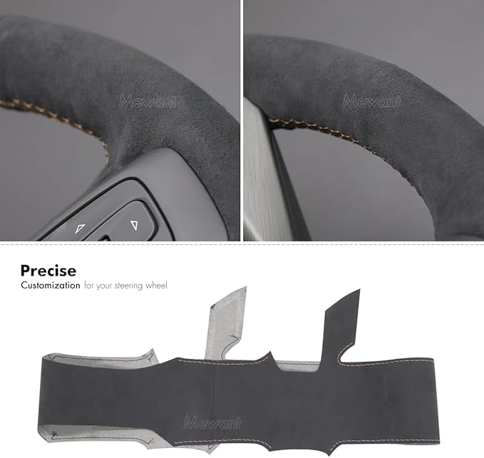 MEWANT Hand Stitch Car Steering Wheel Protector Wrap Cover for GMC Sierra 1500 2019-2023 / Sierra 1500 Limited 2022 / Sierra 2500 2020-2024 / Sierra 3500 2020-2024 / Yukon (XL) 2021-2023 Accessories