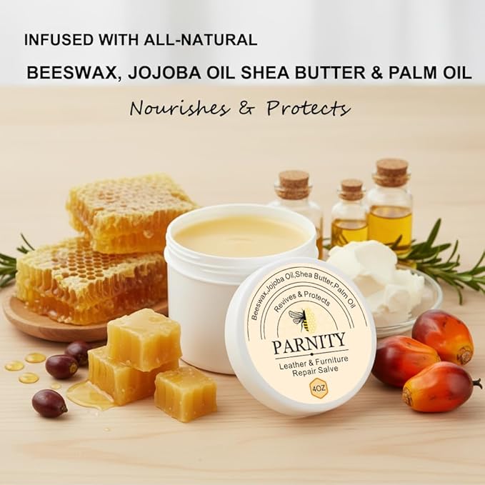 All-Natural Leather & Furniture Repair Salve,Moisturizer for Couches and Furniture,Conditioner for Leather Cleaner, Wood,and Vinyl,Repair Salve for Car Seats(4oz)