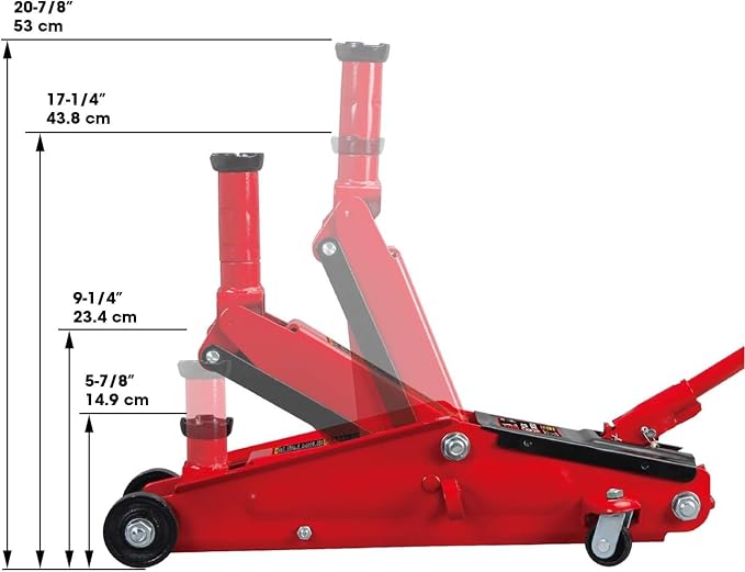 Big RED TAM83006 Torin Hydraulic Trolley Service/Floor Jack with Extra Saddle (Fits: SUVs and Extended Height Trucks), 3 Ton (6,000 lb) Capacity, Red