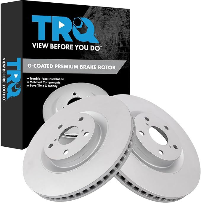 TRQ Front Brake Rotor Set G Coated Vented Compatible with 2011-2020 Lexus GS350 GS450h GS460 IS200t IS300 IS350 RC200t RC300 RC350 GS300