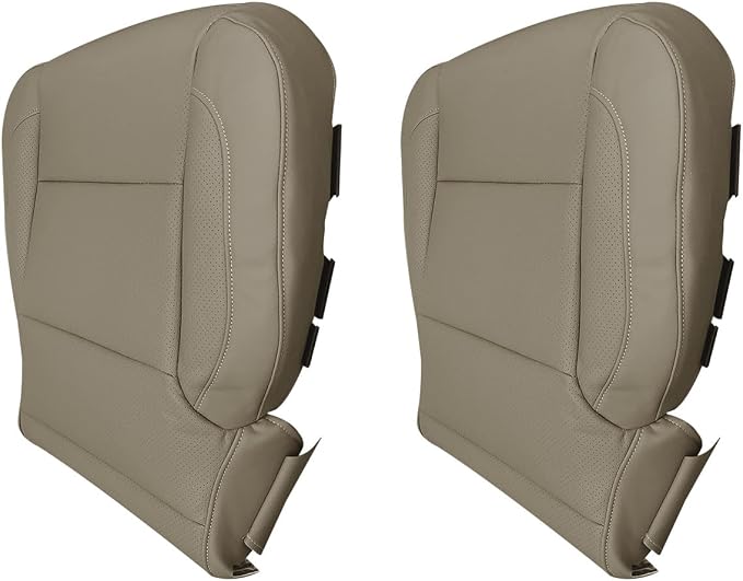 Front Driver Passenger Bottom Perforated Leather Seat Cover Set Replacement Tan Compatible with Chevy Silverado/with GMC Sierra 1500 2500HD 3500HD LS LTZ SLT 2015-2019
