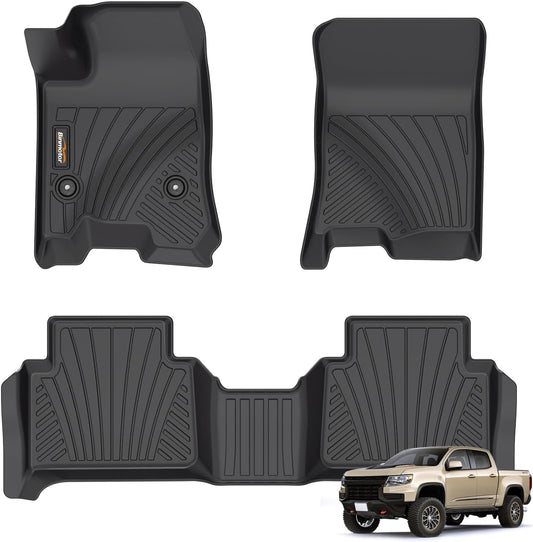 Binmotor-Floor Mats for 2023-2025 Chevy Colorado Crew Cab/GMC Canyon, TPE All Weather Protection Heavy Duty Floor Liners for Chevy Colorado-Black