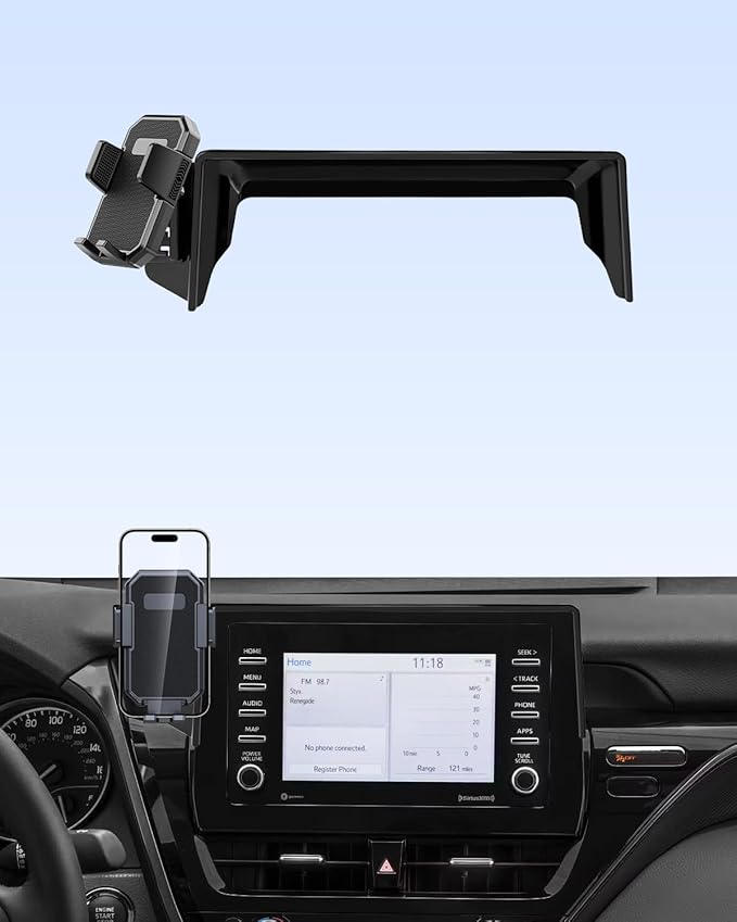 PZK Car Phone Holder for Toyota Camry 2021-2024 LE/SE/SE Nightshade/TRD Accessories Only for 7-Inch Screen Fixed Clip Auto Lock Car Phone Mount 360° Rotate Fit for 4-7'' Phones (Not Fit 9-Inch)