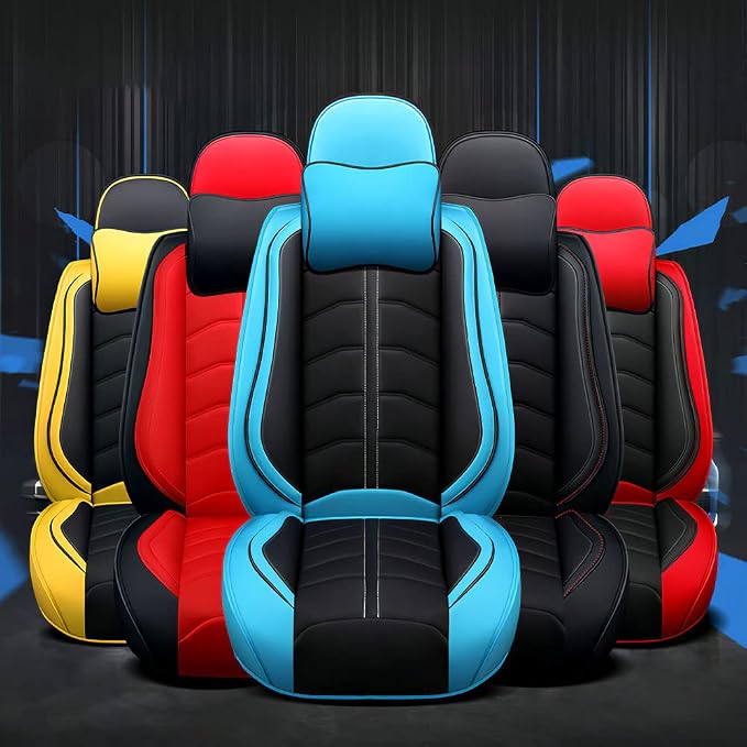Car Seat Cover 7 Seats for Toyota Highlander 2001-2026, Durable Wear Resistant Waterproof Seat Cover, Breathable No Odor Premium Leather Vehicle Interior Accessories.(7 Luxury,Black Yellow)