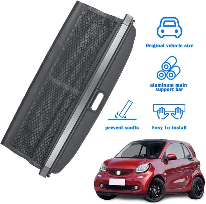 Marretoo for Benz Smart Fortwo Cargo Cover Original Style Retractable SUV Trunk Accessories 2010-2015