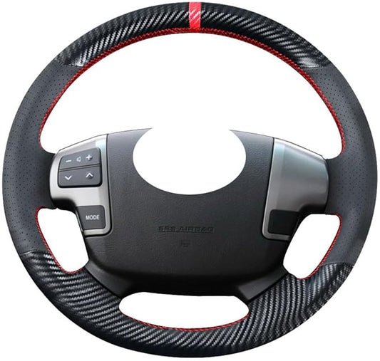 DIY Carbon Fiber Steering Wheel Covers for Toyota Tundra 2007 2008 2009 2010 2011 2012 2013 / Land Cruiser 2008-2015 / Sequoia 2008-2013 15 inches Leather Interior Accessories