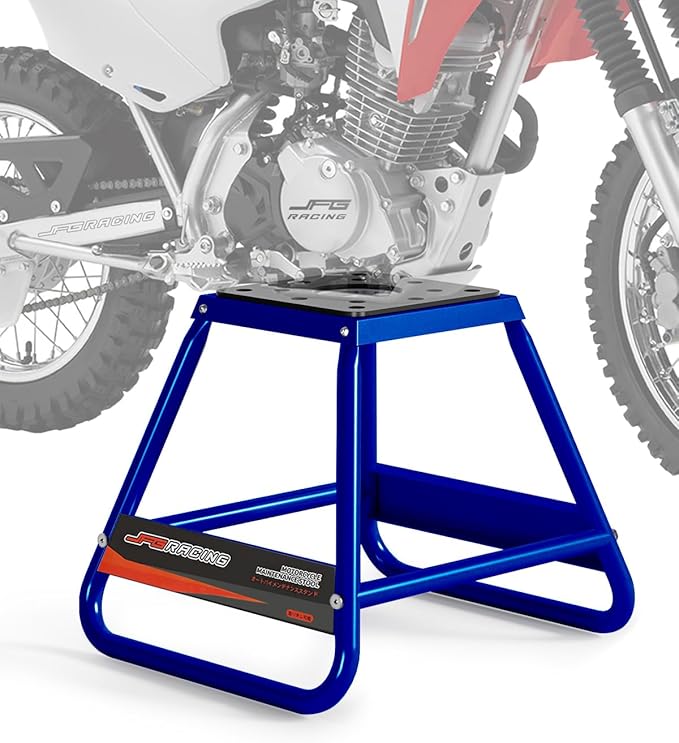 JFG RACING Dirt Bike Stand,Universal Detachable Powder Coated Anti Slip Off Road Steel MX Heavy Duty Dirtbike Maintenance Motorcycle Box Stand-Blue