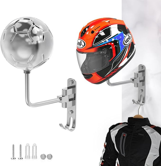 Helmet Hanger Wall Mount 180° Swivel Helmet Holder for Motorcycle Bike Racing Outerwear Sports Gear