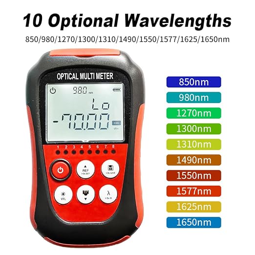 Fiber Optic Cable Tester Portable Optical Fiber Power Meter FC/SC/ST Universal Interface Integrated OPM, VFL, and RJ45 Functions (OPM-VFL-3)
