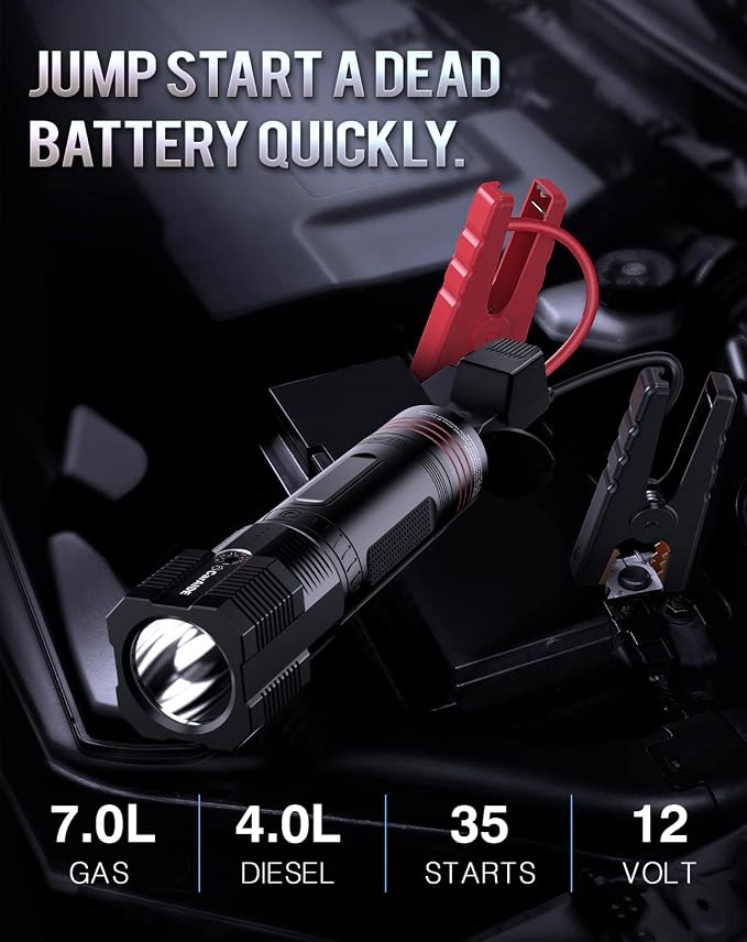 Jump Starter with Case 12V 1000Amp 29600mWh (up to 7L Gas, 4.0L Diesel Engine), 18 in 1 multi function Car Jumper with Flashlight, Compact Car Booster and Portable Battery Charger