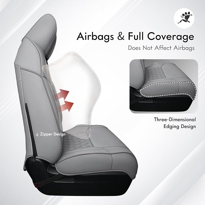 Huidasource for Toyota Tundra Seat Covers, Trucks Front & Rear Leather, Waterproof Truck Tundra Seat Covers 2014-2021 CrewMax Pickup Truck (Full Set/Gray)