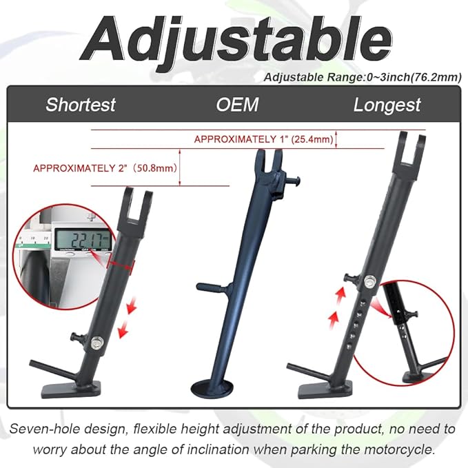 Xitomer 0-3 inches Adjustable Kickstand Fit for Ninja ZX-6R / ABS 2013-2026 & ZX 6R KRT Edition 2016-2019, 2023 & ZX6R 30th Anniversary Edition 2015 Motorcycle Adjustable Side Stand Foot Side Support