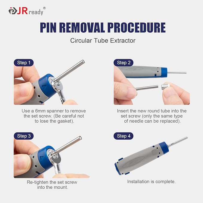 JRready Replacement Tips for Pin Removal Tool, Automotive Electrical Connector Terminal Removal Tool Kit for TE, AMP, Delphi, Deutsch, Molex Pin Extractor Terminal Release Tool Set (JRconDRK00B13-01)